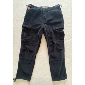 Empyre Black Corduroy Cargo Pants 33 Adjustable Waist Tactical Skate Trousers